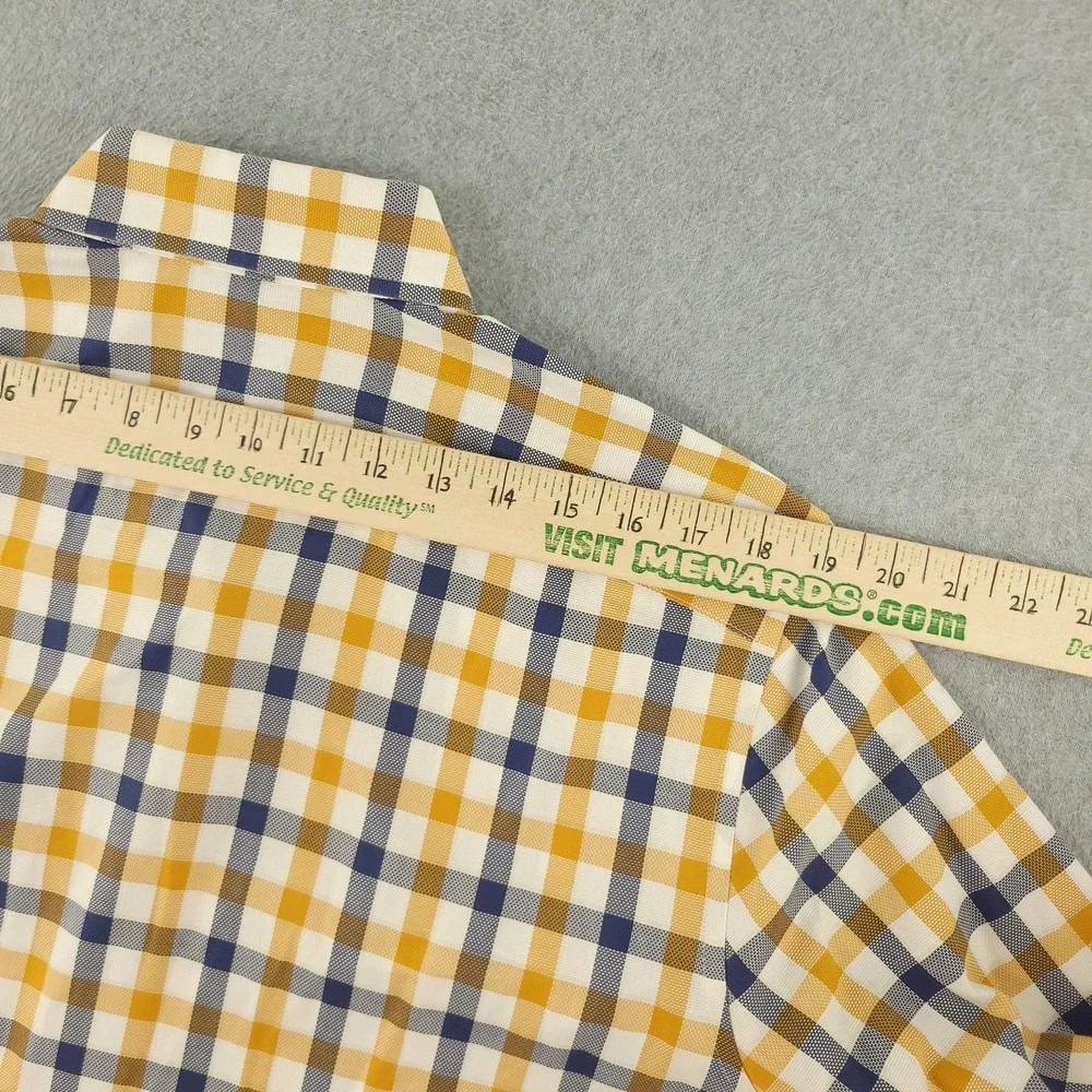 Banana Republic Oxford Dress Shirt Mens L Yellow Blue Gingham Slim Fit Non Iron
